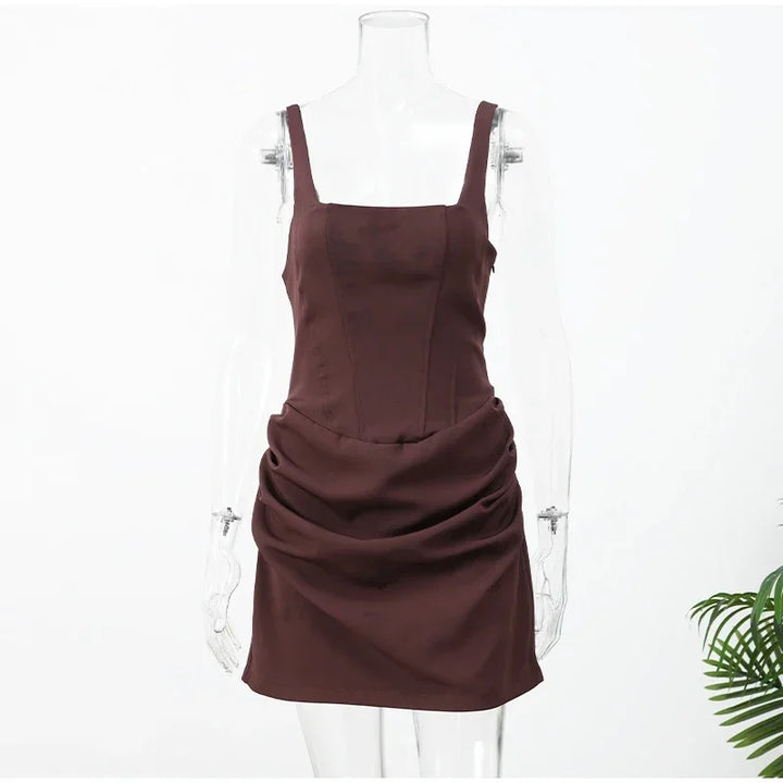 Exclusive Halter Square Neck Tailored Mini Dress