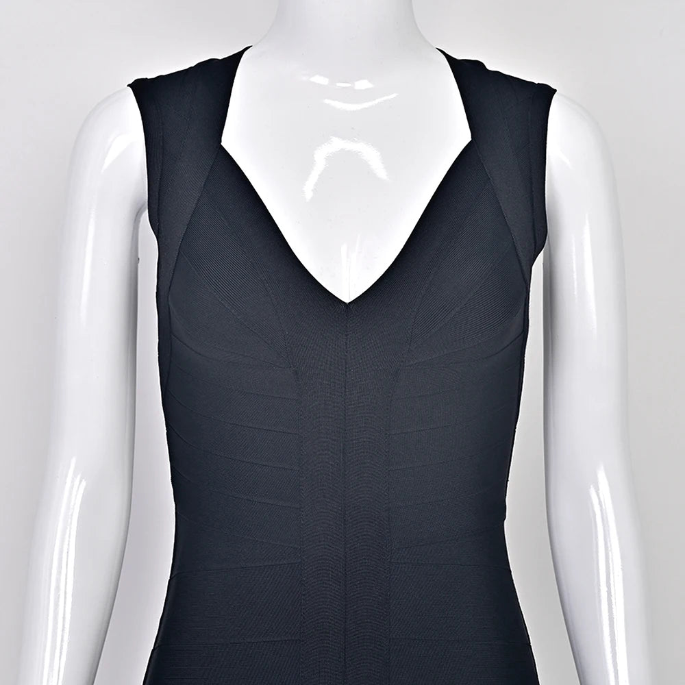 Luxury Signature Knit Plunge Dress For Elegant