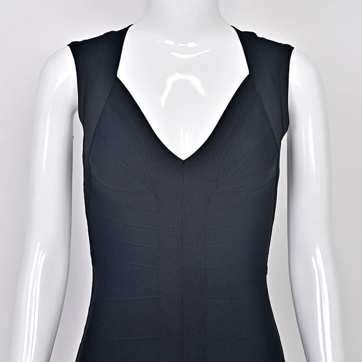 Luxury Signature Knit Plunge Dress For Elegant