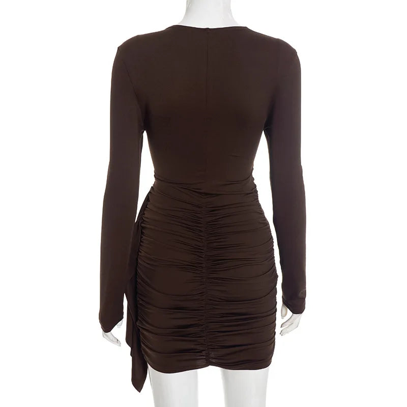 Elegant Solid Overlap Sheath Dress For Women