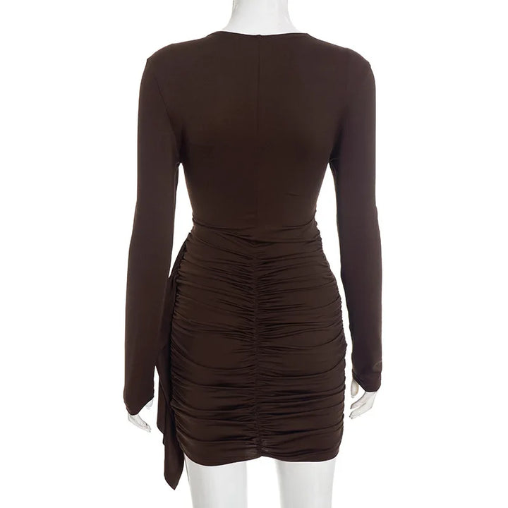 Elegant Solid Overlap Sheath Dress For Women