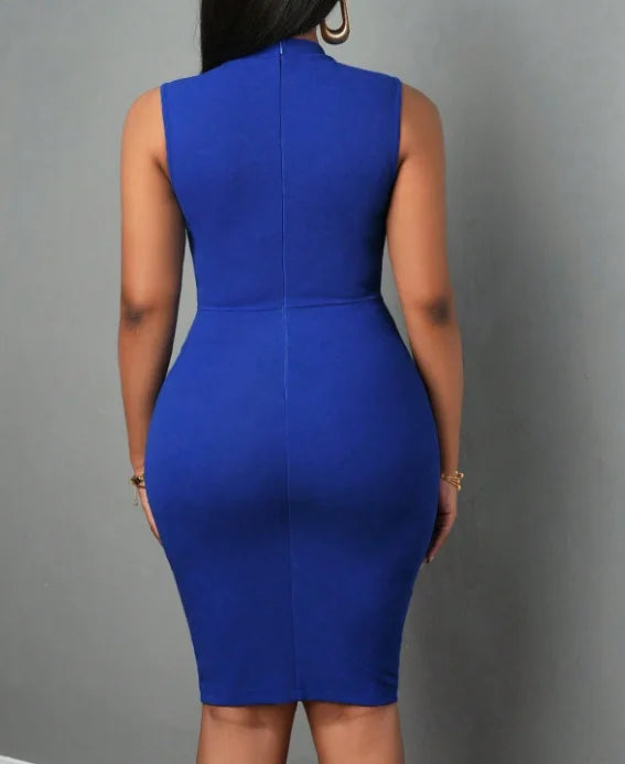 Elegant Sleeveless Bodycon Midi Dress For Office