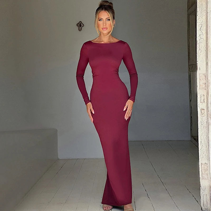 Y2K Signature Backless Knit Maxi Dress