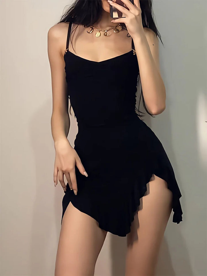 Summer Sexy Backless Black Bodycon Mini Dress
