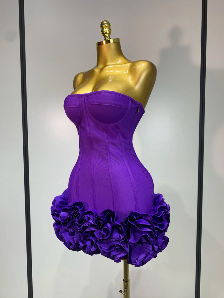 Exquisite Strapless Floral Cocktail Dress