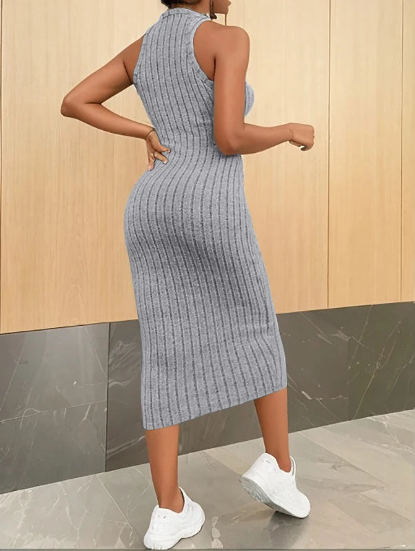 Luxury Halter Midi Dress For Elegant Nights