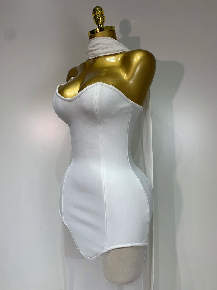 Black Strapless Bandage Gown Sculpting Silhouette