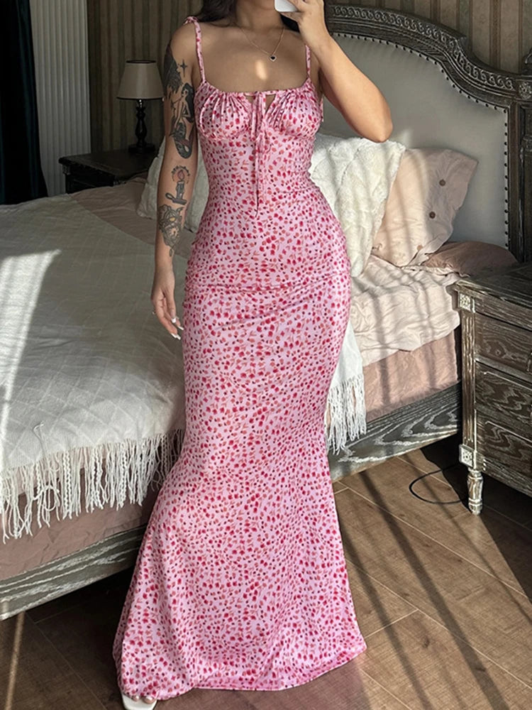 Hugcitar Women Elegant Floral Beach Bodycon Dress