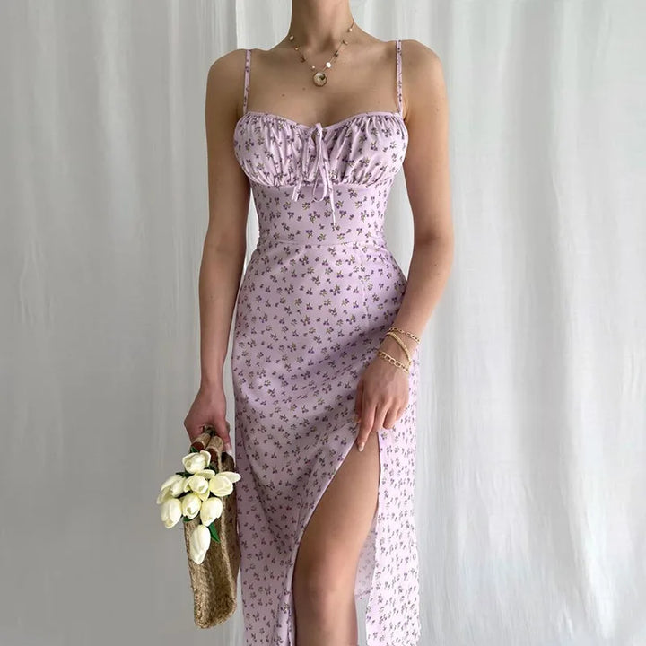 Floral Backless Midi Dress For Elegant Summer Wear