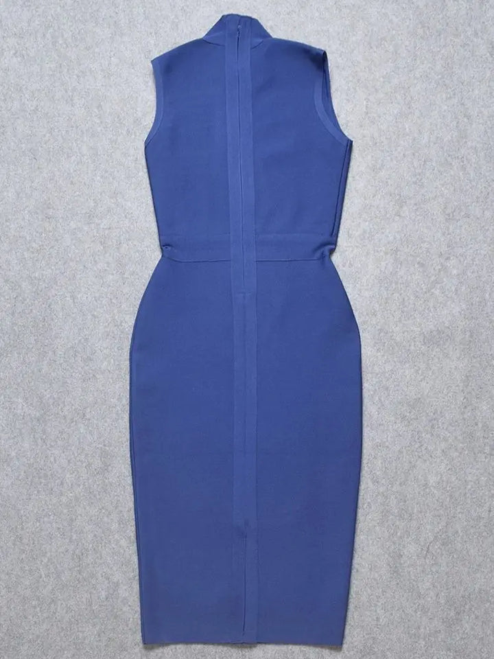 Beaukey Blue Bandage Maxi Dress Women Bodycon Knit