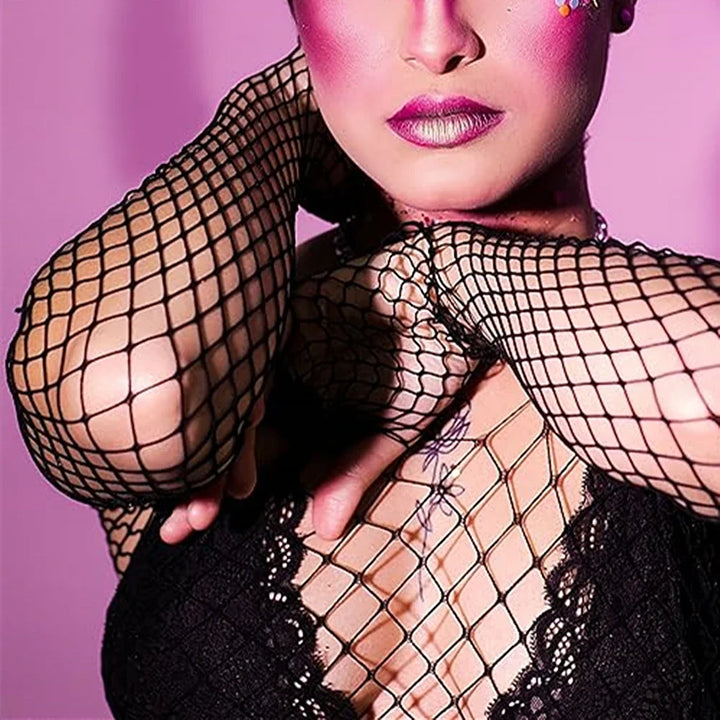 See Through Mesh Long Sleeve Dress Beach Cover Up