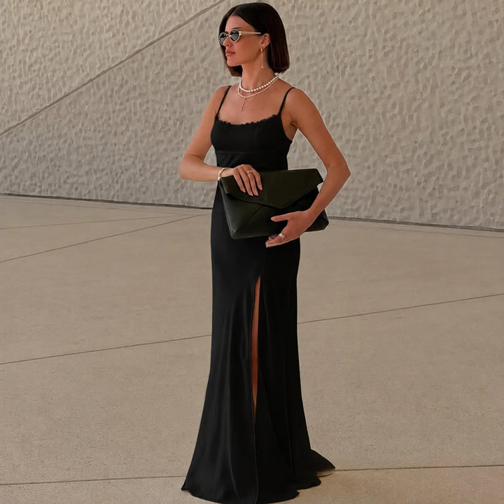 Talenza Sexy Satin Lace Backless Dress For Party