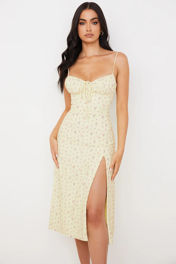 Elegant Floral Midi Dress Exclusive Tatting