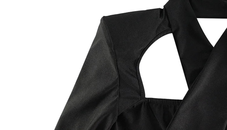 Stylish Black V Neck Knitted Bodycon Mini Dress