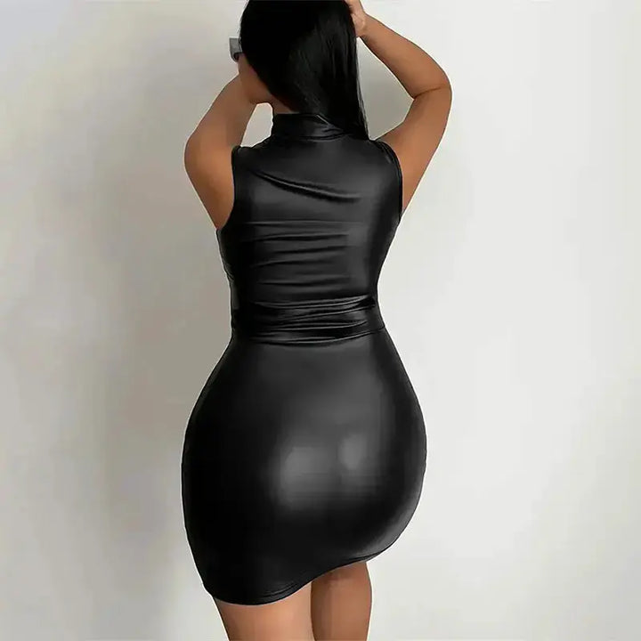 Party Bodycon Lady s Solid Color Dress Sexy Sleeveless Slim Elastic Package Hip Tee Skirt Mini Short Dress