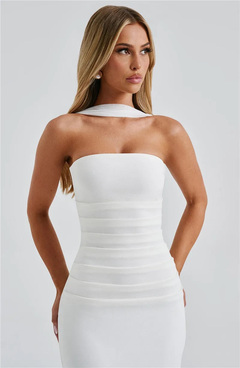 Mozision Premium Off Shoulder Backless Maxi