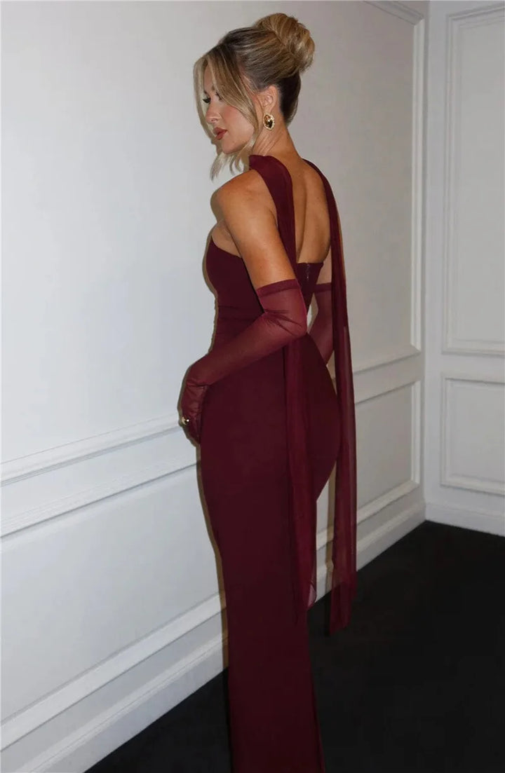 Mozision Premium Off Shoulder Backless Maxi