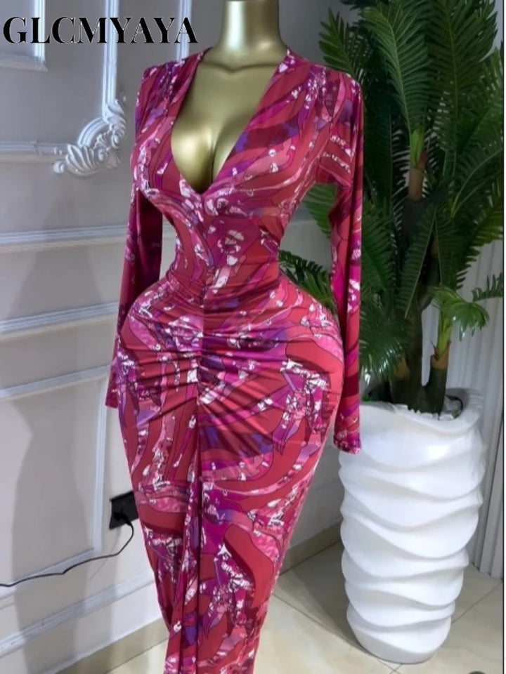 Signature Luxury Deep V Bodycon Maxi Gown