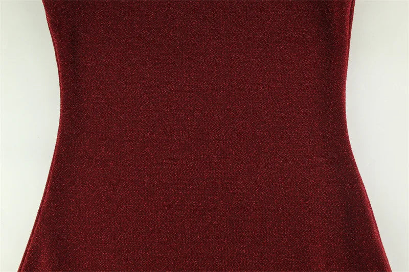 Exclusive Red Sequin Sleeveless Maxi Knit Bodycon