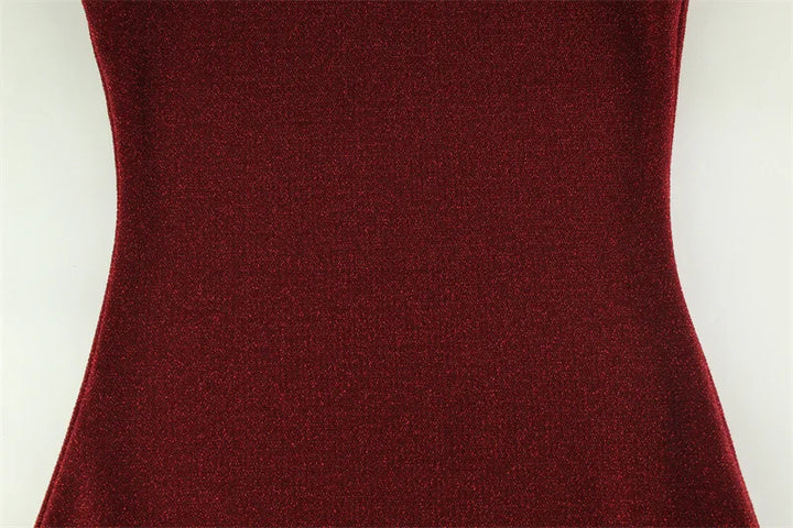 Exclusive Red Sequin Sleeveless Maxi Knit Bodycon