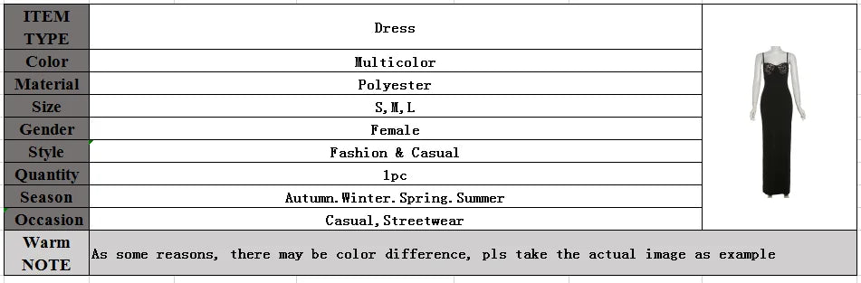 Luxury Y2K Lace Trim Bodycon Maxi Dress For