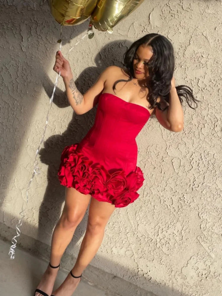 Vj Gochi Signature Red Holiday Cocktail Dress