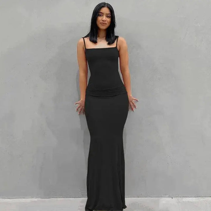 Satin Slip Maxi Dress Retro Future Chic For Stylish Women
