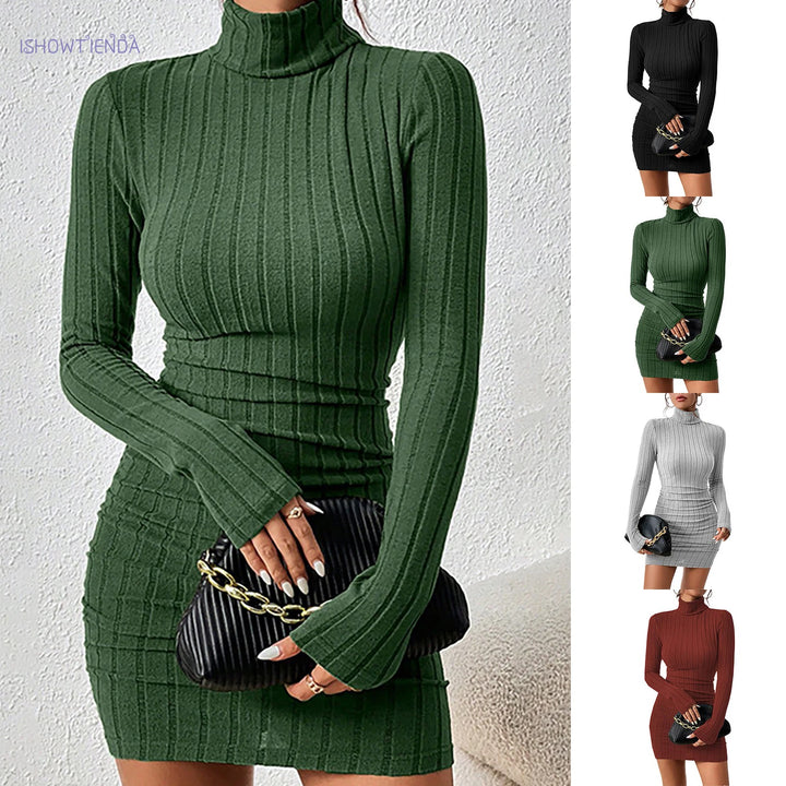 Elegant Knitted Bodycon Party Mini Dress For Women