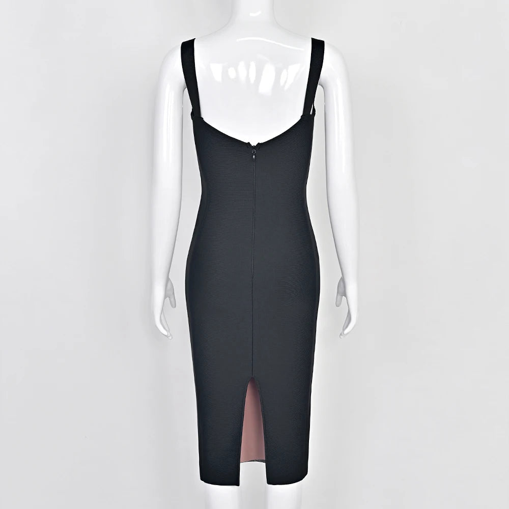 Beaukey Vintage Lace Bandage Dress Elegant