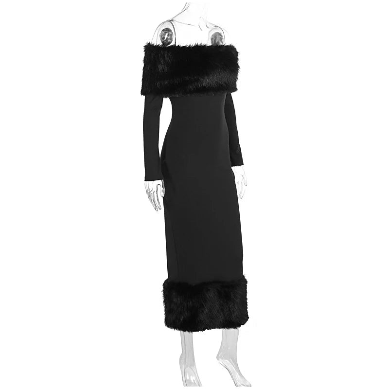 Vesper Faux Fur Patchwork Dress For Defined