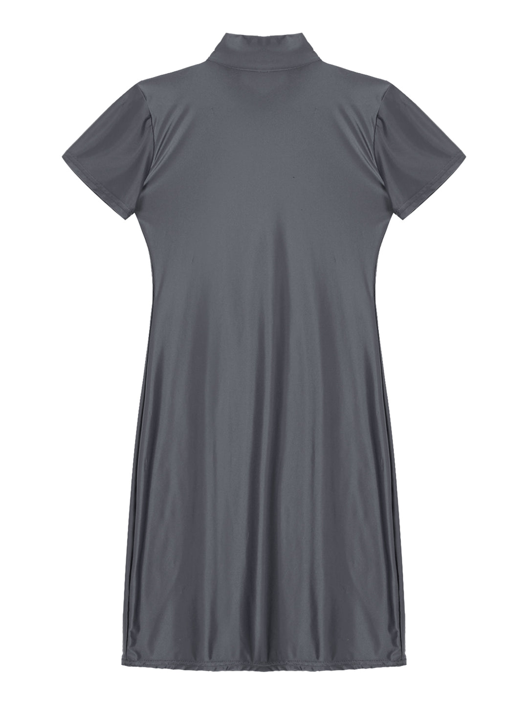 Signature Glossy Mock Neck Mini Dress For Tropical