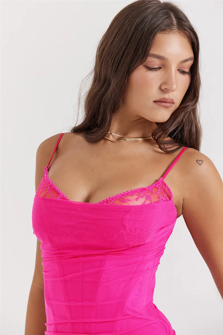 Elegant Backless Mozision Mesh Maxi Dress For