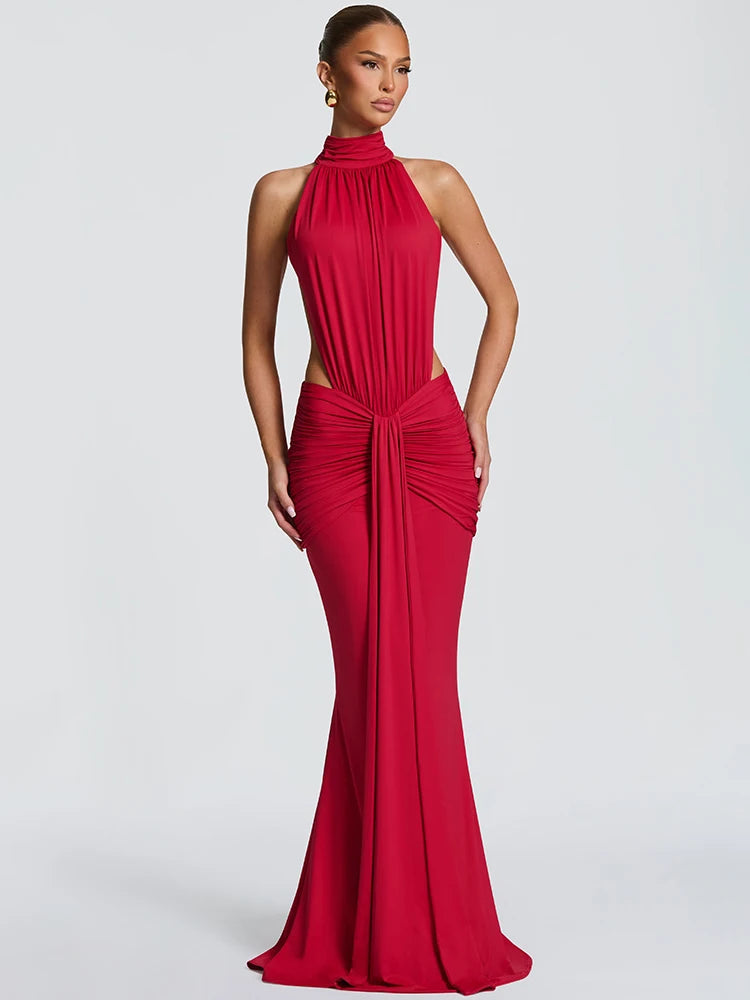 Backless Turtleneck Maxi Dress For Women Party