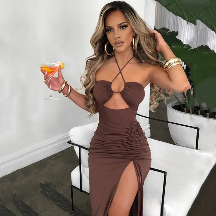 Backless Midi Bodycon Dress For Women Night Club