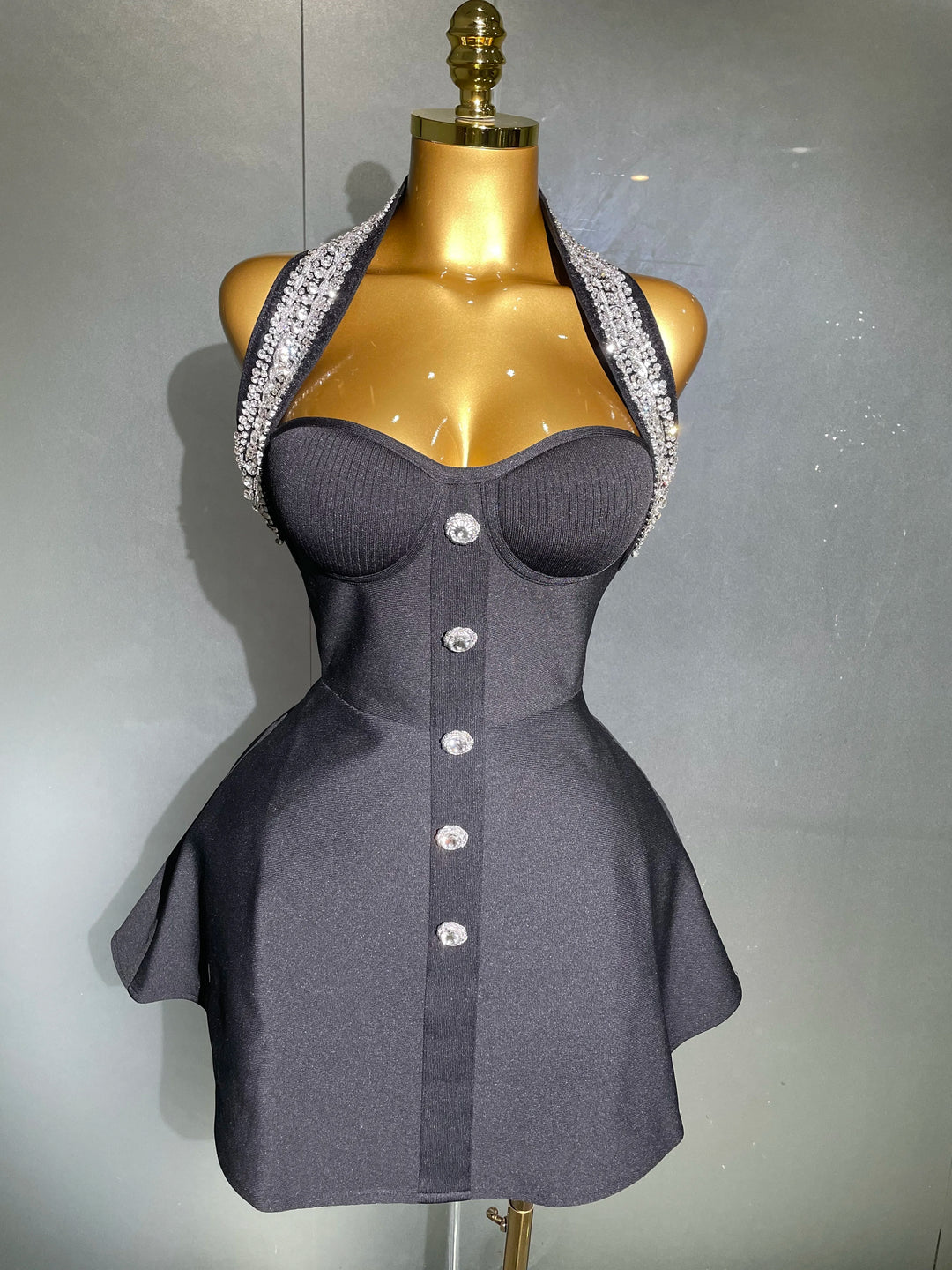 Stunning Black Sequin Off Shoulder Crystal Slim