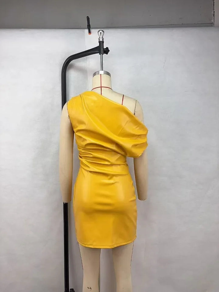 Luxury Ruched Mini Dress With Elegant Shoulder