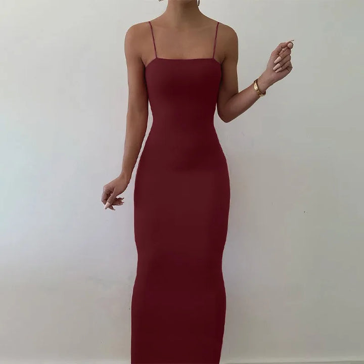 Women Strap Dress Sleeveless Bodycon Ankle Length