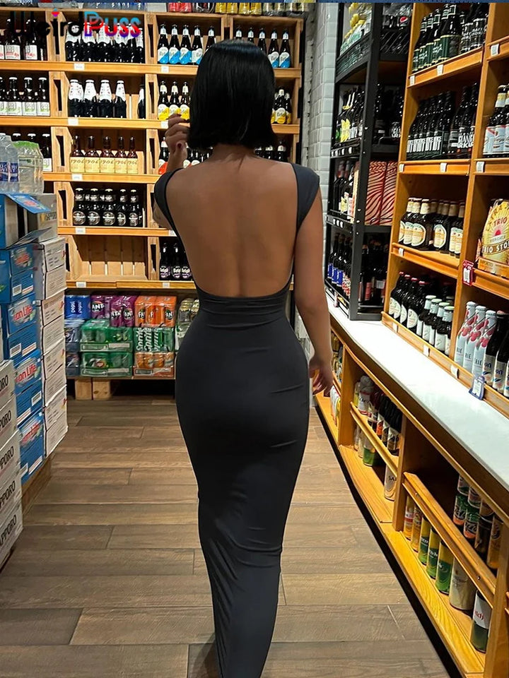 Elegant Backless Bodycon Maxi Dress By Weir