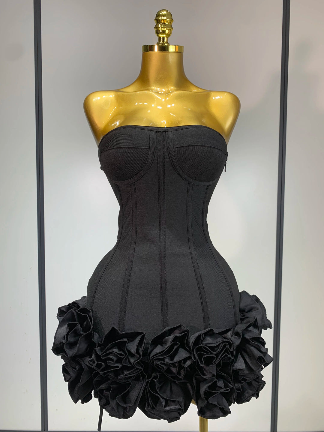 Strapless Flower Embellished Bodycon Mini Dress