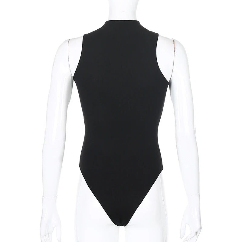 Premium Vintage Black Y2K Sleeveless Bodysuit High