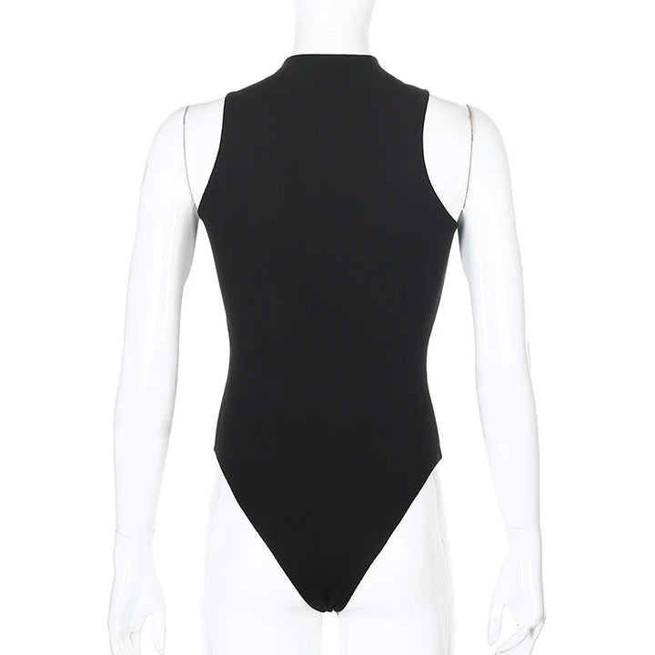 Premium Vintage Black Y2K Sleeveless Bodysuit High