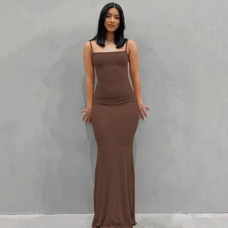 Satin Slip Maxi Dress Retro Future Chic For Stylish Women