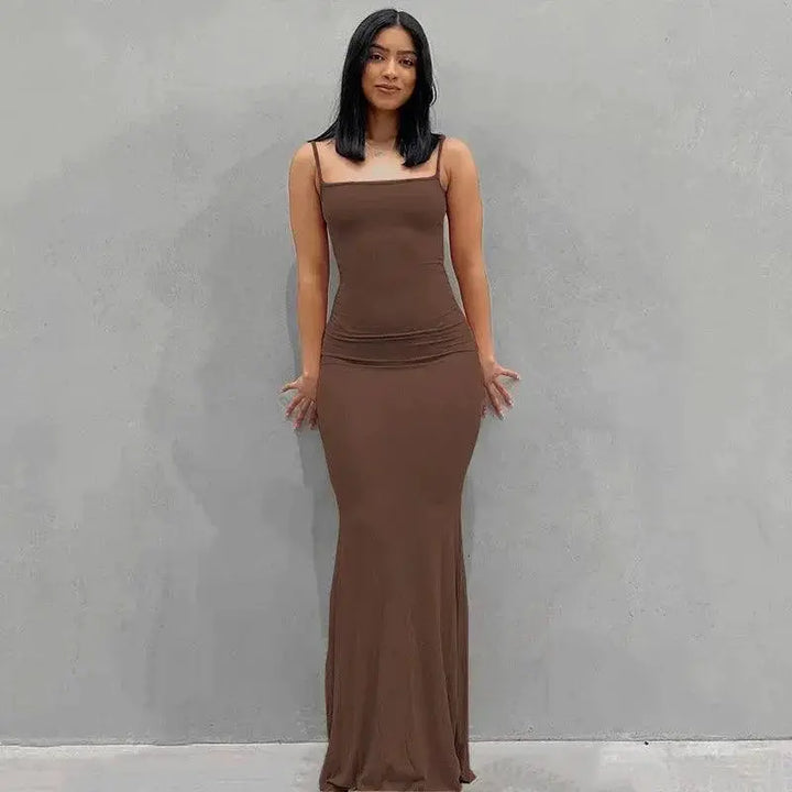 Satin Slip Maxi Dress Retro Future Chic For Stylish Women