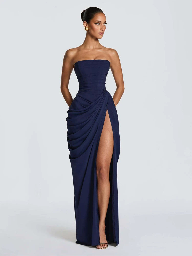 Green Satin Mermaid Dress One Shoulder Cutout