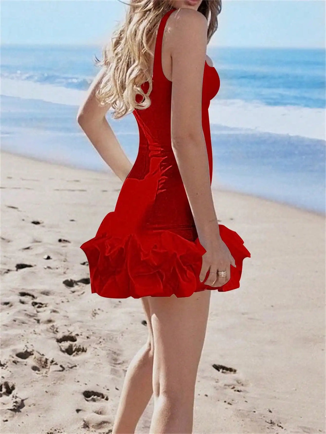 Premium Pleated Mini Spaghetti Strap Dress