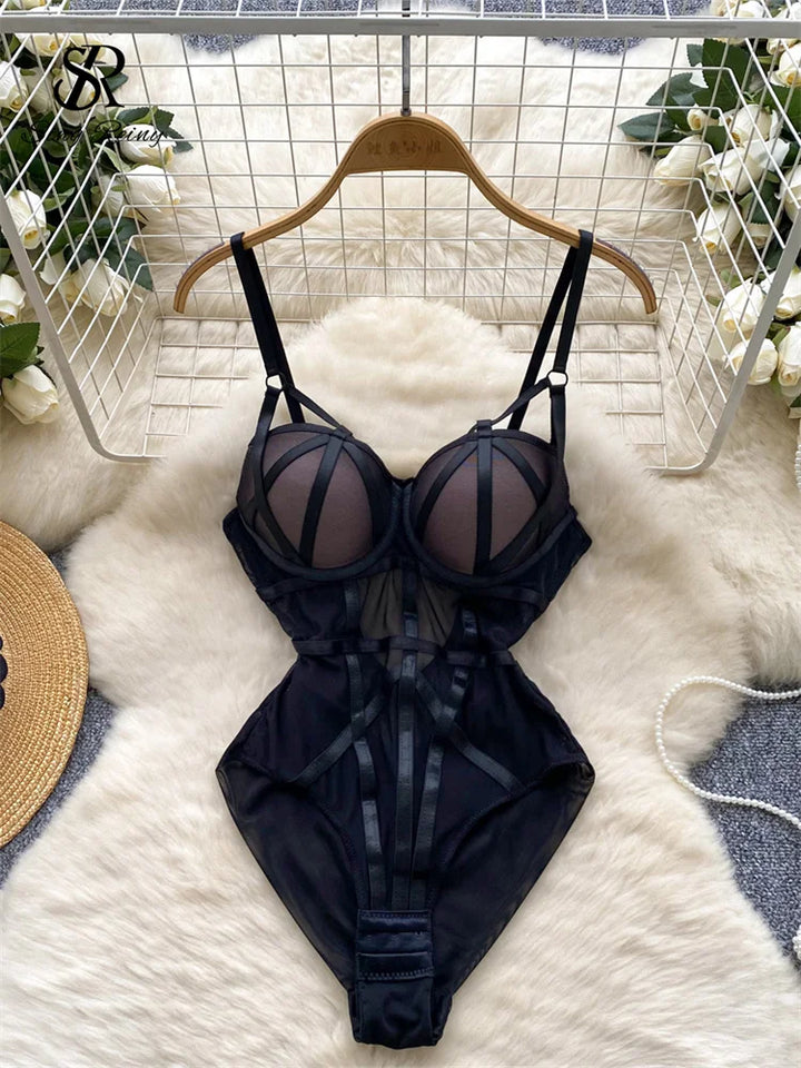 Singreiny Women Corset Bodysuit Open Crotch Romper