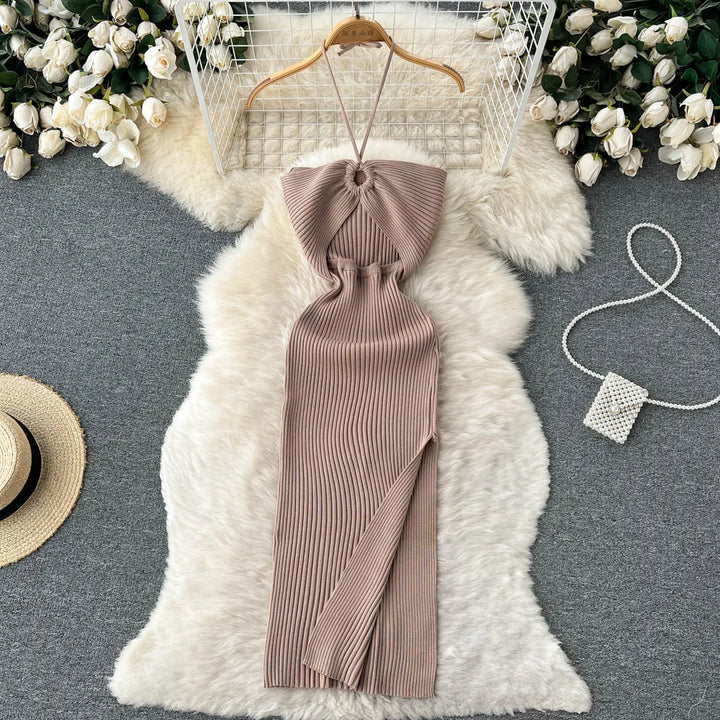 YuooMuoo Chic Knit Bodycon Dress Slim Knee Length