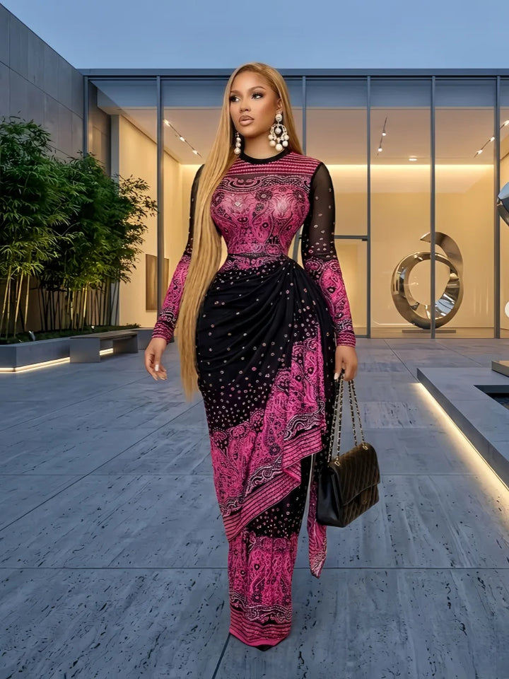 CMYAYA Tie Dye Ruched Midi Dress For Women Party