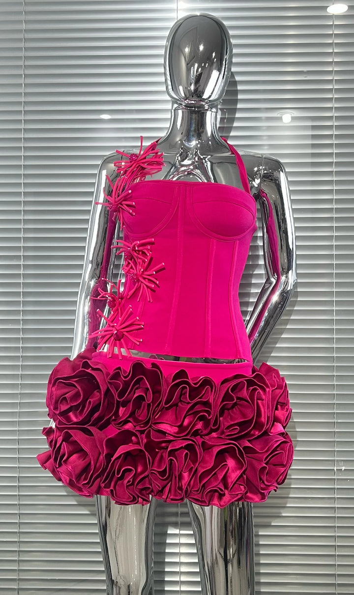 Black Red Strapless Laced Bodycon Cocktail Mini