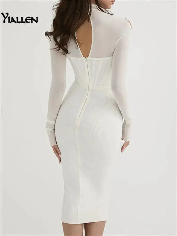Yiallen Corset Midi Dress Party Clubwear Summer Elegance